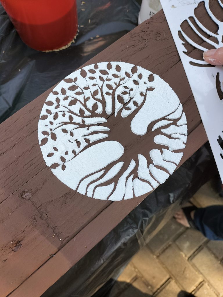 Stenciled using textured paste