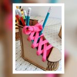 Wooden Boot Stationery Holder